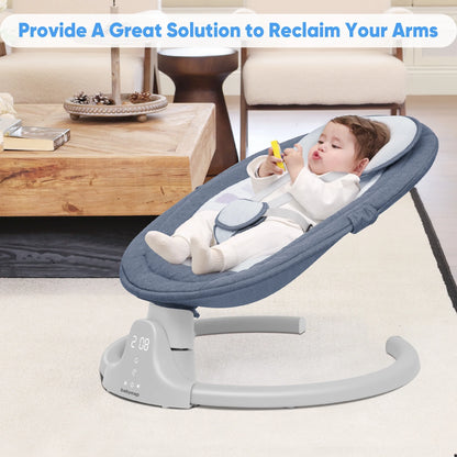 Comforting Baby Swing for Infants - Bluetooth Remote Control, 5 Soothing Speeds & 10 Lullabies in Blue