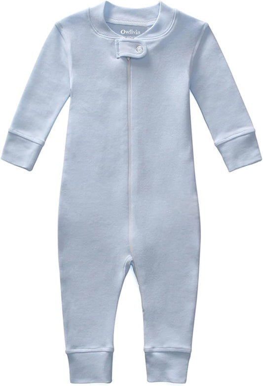 Cozy Organic Cotton Zip-Up Sleep 'N Play PJs for Baby Boys and Girls - Footless, Long Sleeve Comfort