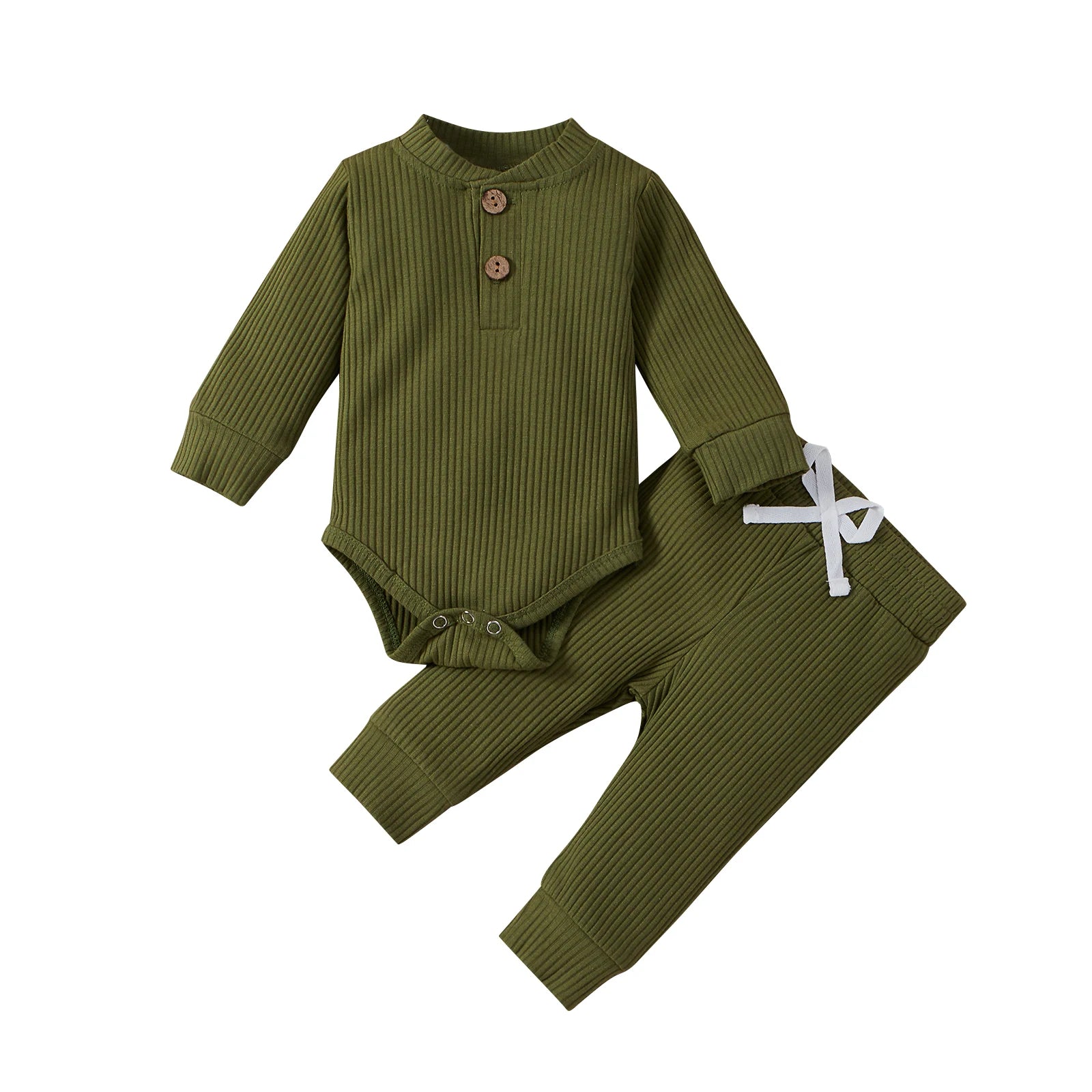 Adorable Infant Unisex 2-Piece Outfit Set: Long Sleeve Bodysuit and Elastic Pants for Spring and Autumn